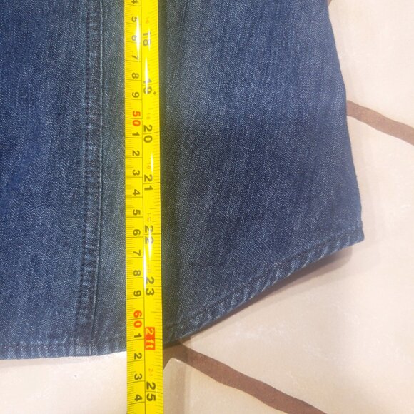 Talbots Women's Western Blue Denim Shirt Med Wash -Tabbed Sleeves Size 10 - Picture 11 of 11